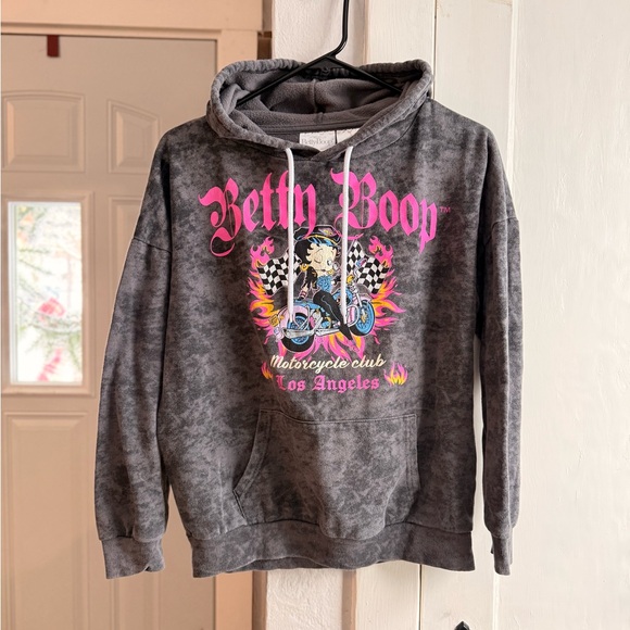 Betty Boop Gray Hoodie with Pink Graphics - Picture 7 of 8